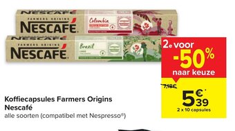 Carrefour Market Nescafe Koffiecapsules Farmers Origins aanbieding