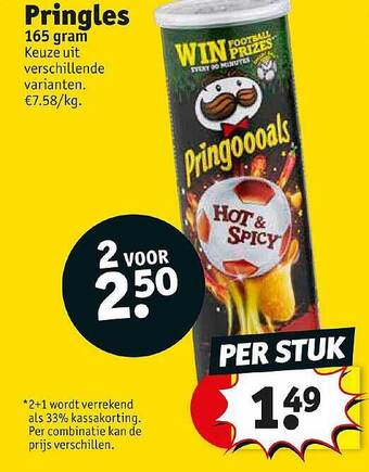 Kruidvat Pringles 165 gram aanbieding