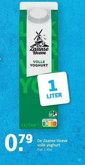 Albert Heijn De Zaanse Hoeve Volle Yoghurt 1liter aanbieding