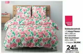 Carrefour Dekbedovertrek + 1 sloop flower aanbieding