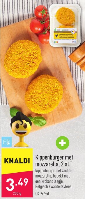 ALDI Kippenburger met mozzarella, 2 st. aanbieding