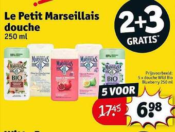 Kruidvat Le petit marseillais douche 2+3 gratis aanbieding