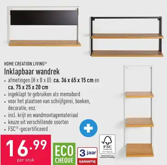 ALDI Home Creation Living Inklapbaar wandrek aanbieding