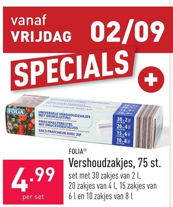 ALDI Folia Vershoudzakjes, 75 st. aanbieding