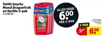 Kruidvat Tahiti douche monoi dragonfruit en vanille 3-pak aanbieding