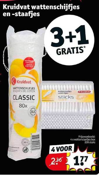 Kruidvat Kruidvat wattenschijfjes en -staafjes aanbieding