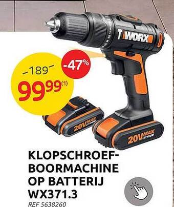 Brico Klopschroefboormachine op batterij aanbieding
