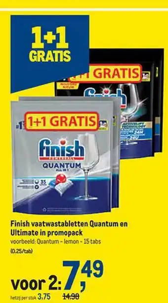 Makro Finish vaatwastabletten quantum en ultimate in promopack aanbieding