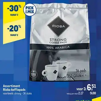 Makro Assortiment rioba koffiepads aanbieding