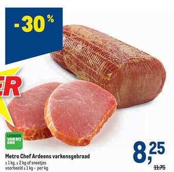 Makro Metro chef ardeens varkensgebraad aanbieding