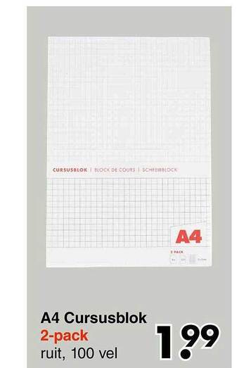 Wibra A4 cursusblok aanbieding