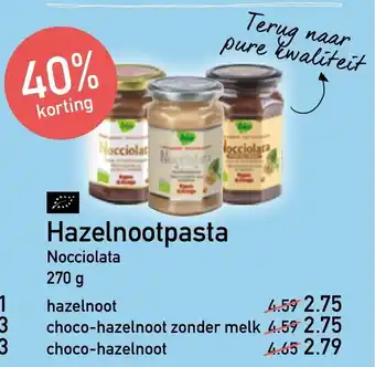 Ekoplaza Hazelnootpasta Nocciolata 270g aanbieding