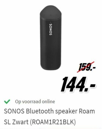 MediaMarkt Sonos Bluetooth speaker Roam SL Zwart (ROAM1R21BLK) aanbieding