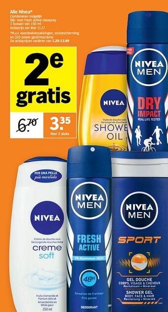 Albert Heijn Nivea men fresh active deospray aanbieding