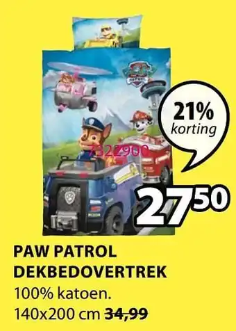 Jysk Paw patrol dekbedovertrek 140x200cm aanbieding