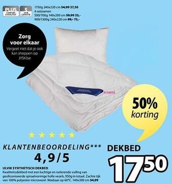 Jysk Ulvik synthetisch dekbed aanbieding