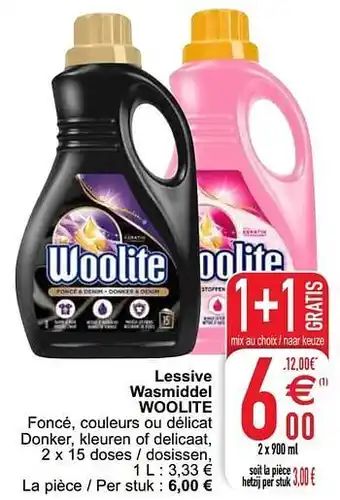 Cora Lessive wasmiddel woolite 900ml aanbieding