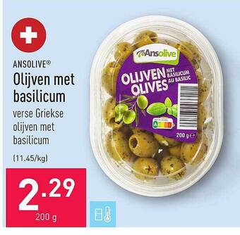 ALDI Olijven met basilicum aanbieding