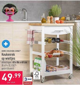 ALDI Keukenrek op wieltjes aanbieding