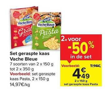 Carrefour Market Set geraspte kaas vache bleue aanbieding