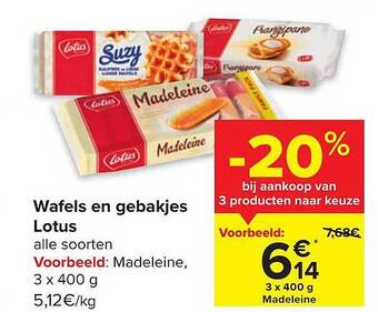 Carrefour Market Wafels en gebakjes lotus aanbieding