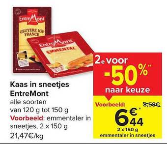 Carrefour Market Kaas in sneetjes entremont aanbieding