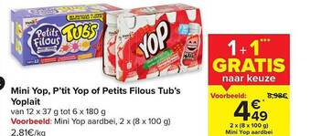 Mini yop, p'tit yop of petits filous tub's yoplait