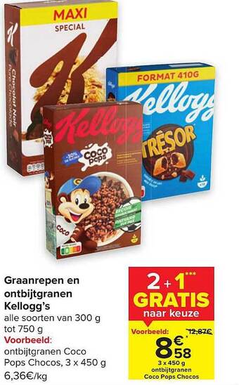 Carrefour Market Graanrepen en ontbijtgranen kellogg's aanbieding