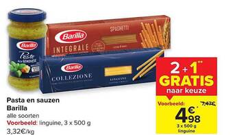 Carrefour Market Pasta en sauzen barilla aanbieding
