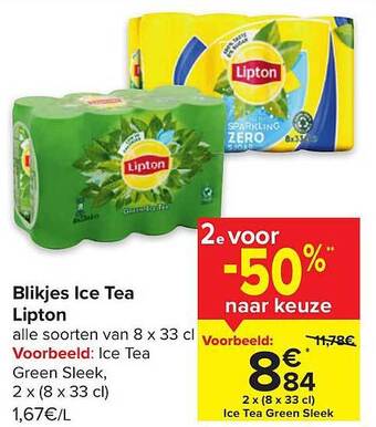Carrefour Market Blikjes ice tea lipton aanbieding