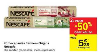Carrefour Market Koffiecapsules farmers origins nescafé aanbieding