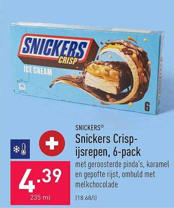 ALDI Snickers crispijsrepen, 6pack aanbieding