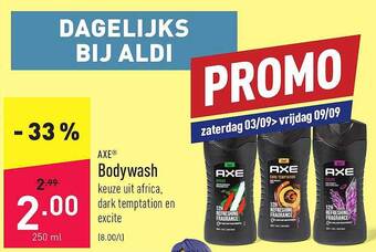 ALDI Axe bodywash aanbieding