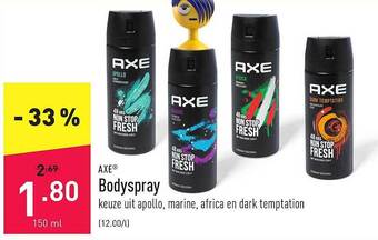 ALDI Axe bodyspray aanbieding
