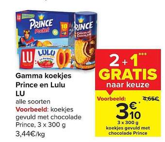 Carrefour Gamma koekjes prince en lulu lu aanbieding