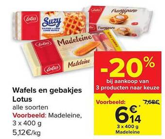 Carrefour Wafels en gebakjes lotus aanbieding