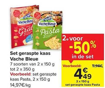 Carrefour Set geraspte kaas vache bleue aanbieding