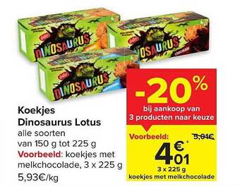Carrefour Koekjes dinosaurus lotus aanbieding