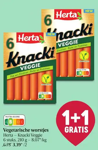 Delhaize Herta - Knacki Veggie Vegetarische Worstjes aanbieding