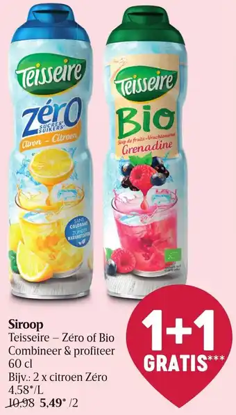 Delhaize Teisseire - Zero of Bio Siroop aanbieding
