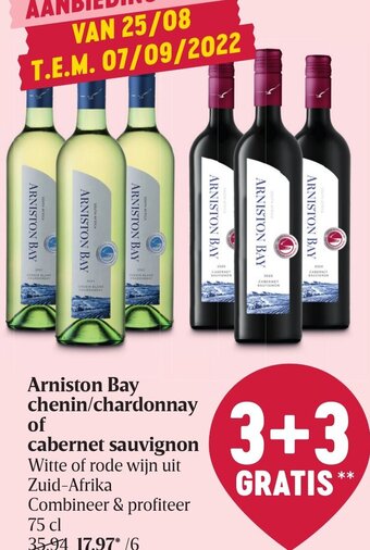 Delhaize Arniston Bay Chenin/ Chardonnay of Cabernet Sauvignon aanbieding