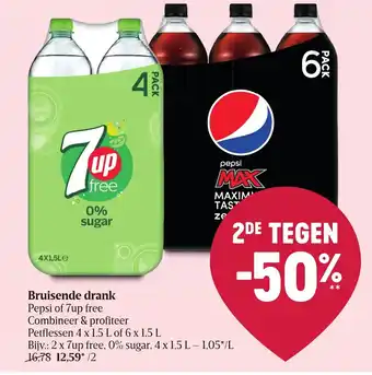 Delhaize Pepsi of 7Up Free Bruisende Drank aanbieding