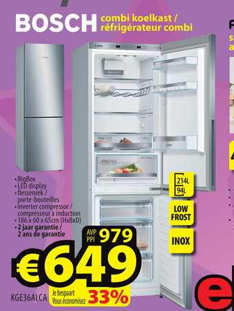 ElectroStock Bosch Combi Koelkast / Refrigerateur Combi aanbieding