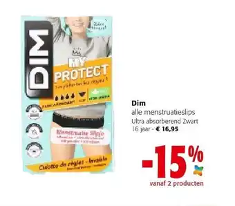 Colruyt Dim Alle Menstruatieslips Ultra Absorberend Zwart aanbieding