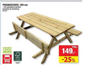 Hubo Picknicktafel 180 cm aanbieding