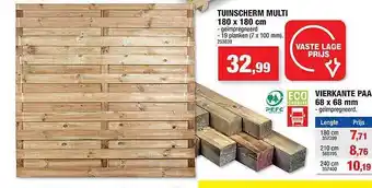 Hubo Tuinscherm multi 180 x 180 cl vierkante paa 68x68 mm aanbieding