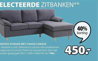 Jysk Gedved zitbank met chaise longue aanbieding