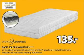 Jysk Basic s50 springmatras aanbieding