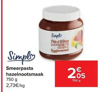 Carrefour Simplo smeerpasta hazelnootsmaak aanbieding