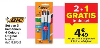Carrefour Set van 3 balpennen 4 colours original aanbieding